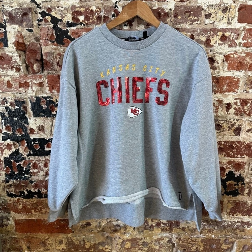 DKNY Kansas City Chiefs Pullover Gray NFL Football Sweatshirt Womens XS